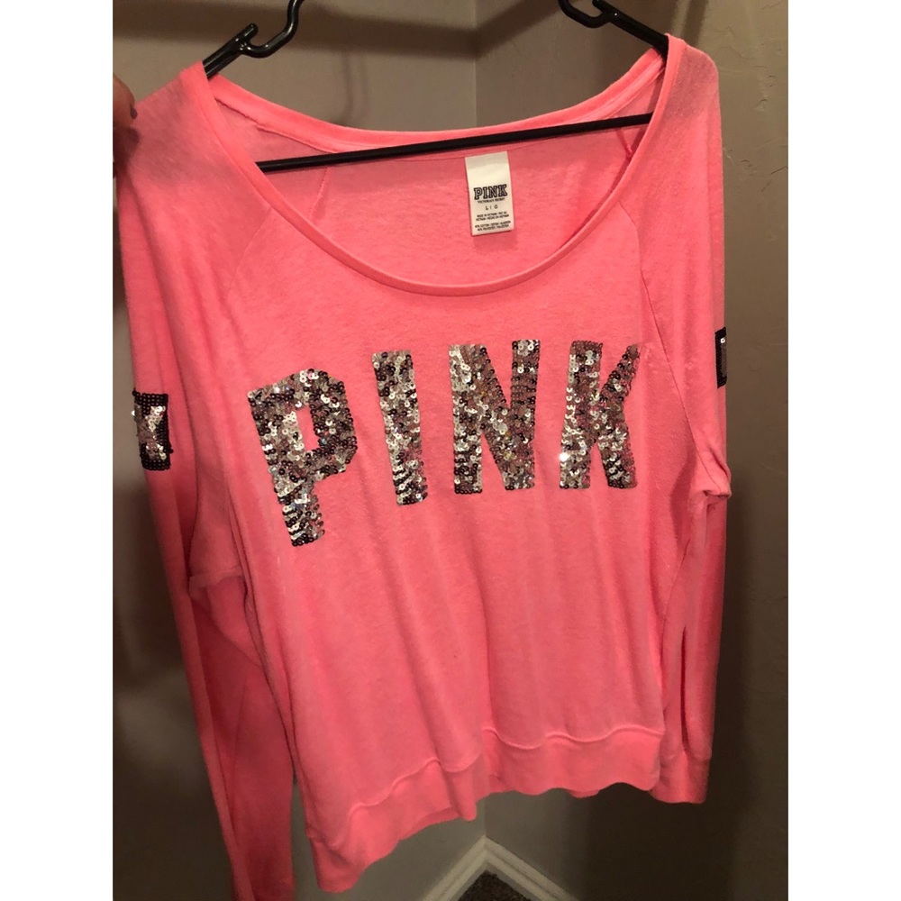VS PINK long sleeve sequin T-shirt